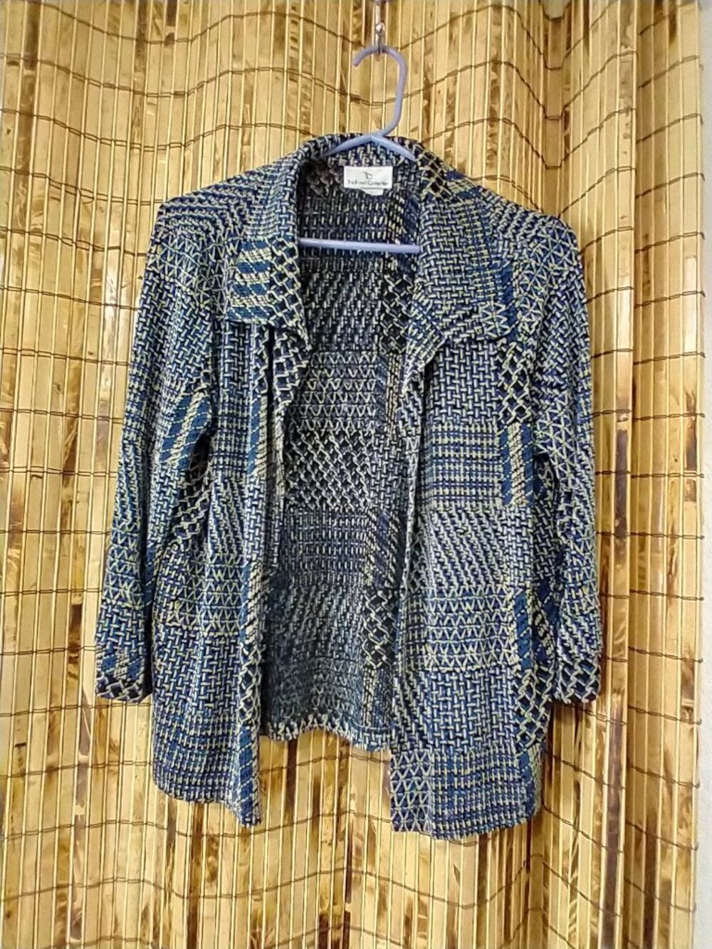 The Travel Collection Blue Patterned Open Front Cardigan Jacket LRG